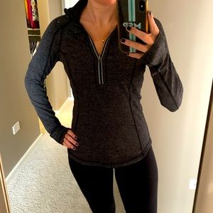 Size 6 Lululemon Define quarter 1/4 zip jacket black grey herringbone